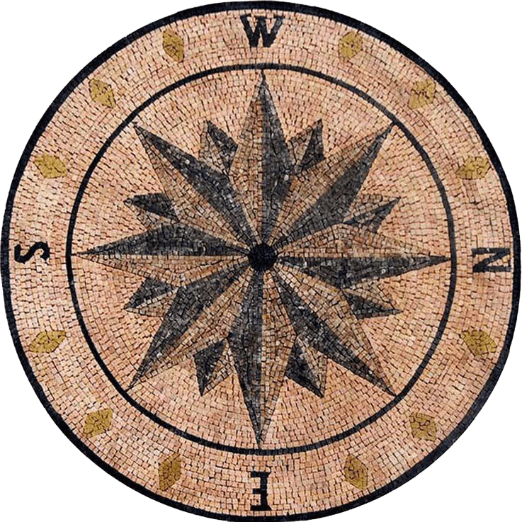 Circular Star Pattern - Mosaic Patterns Compass Rose - Mesh Backing