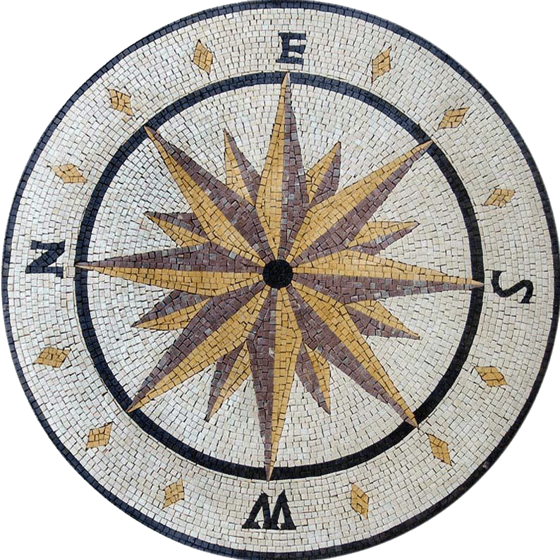 Compass Rose Pattern - Mosaic Wall Murals - Mesh Backing