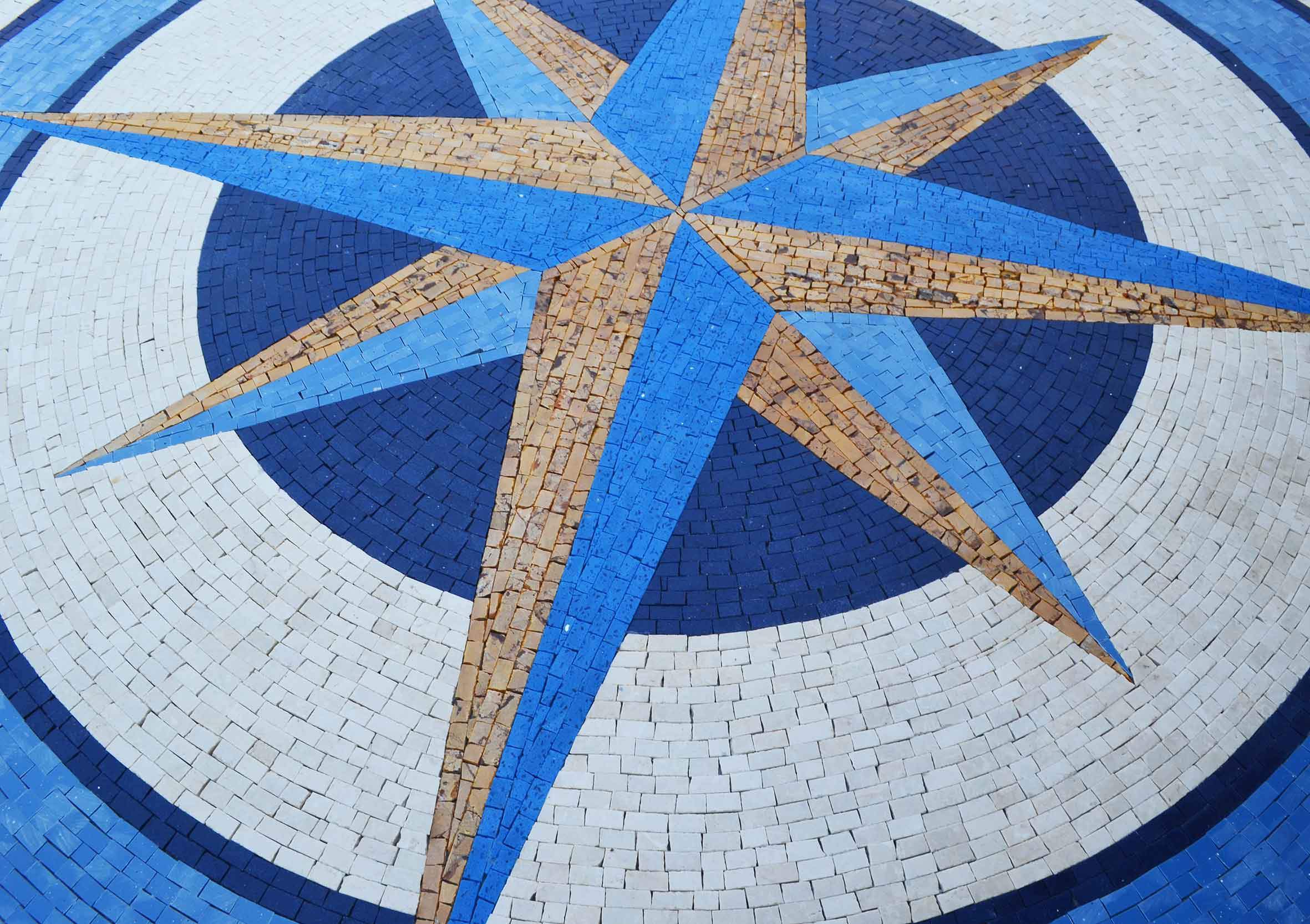 Eight Point Star - Art Deco Mosaic Compass Medallion - Mesh Backing - Image 2