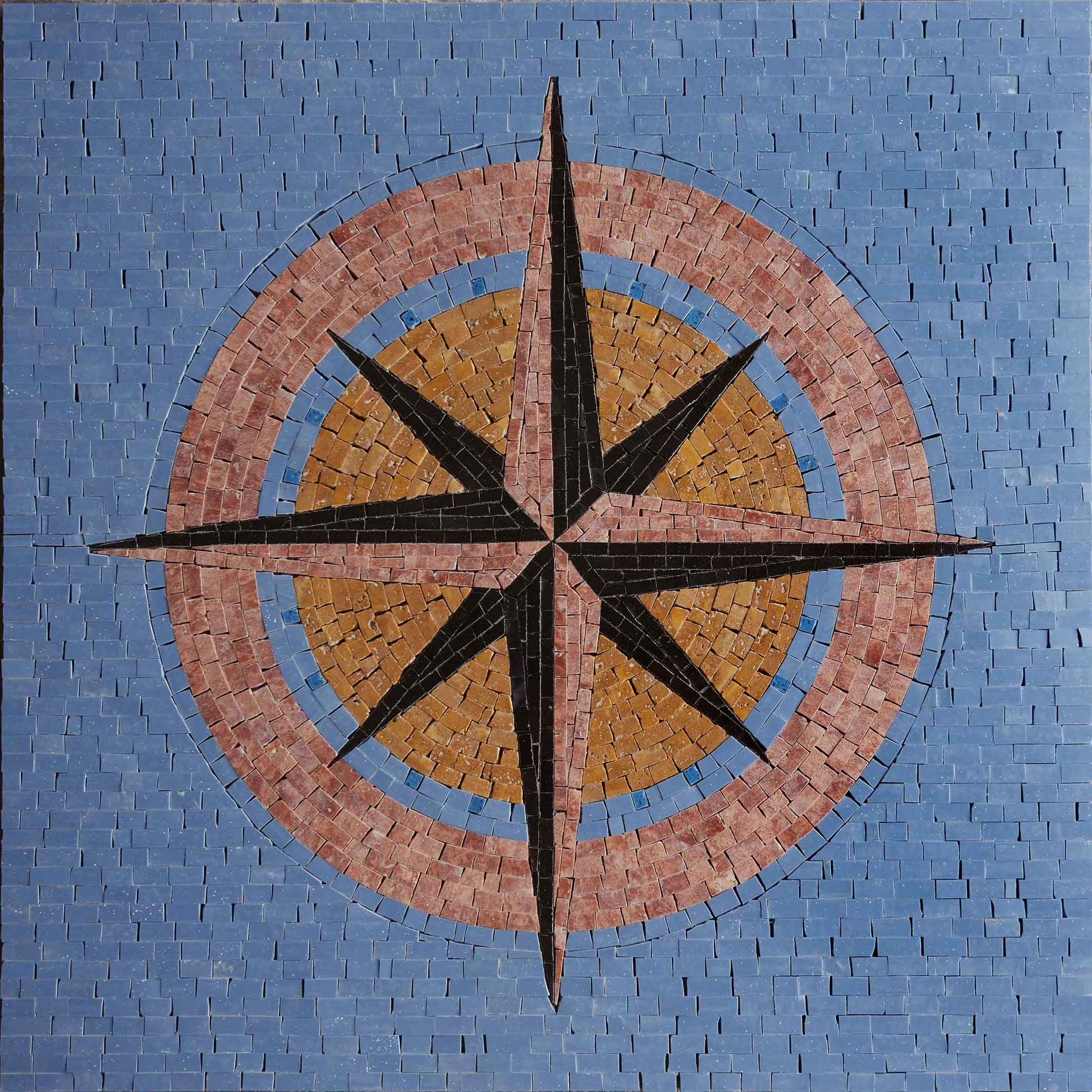 Mga Eight Point Star - Mosaic Tile Designs Compass Artwork - Mesh Backing