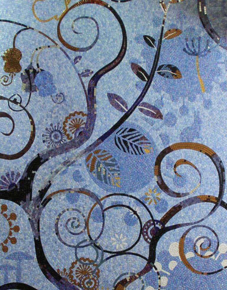 Artistic - Glass Mosaic Swirling Tree Floral Art - Mesh Backing