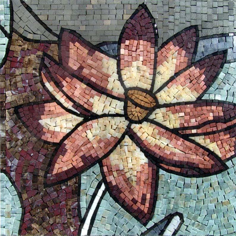 Floral Bloom - Interior Design Mosaic Colorful Art - Mesh Backing