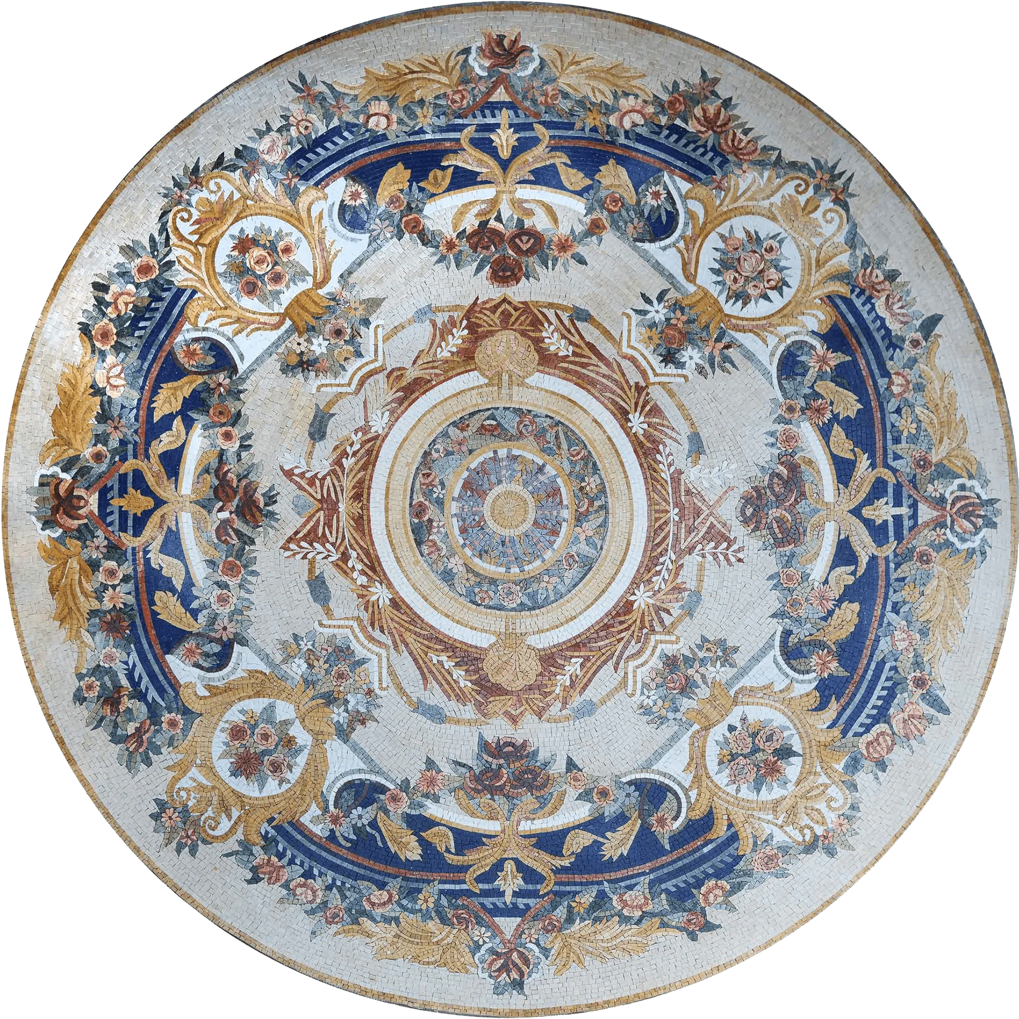 Geometric Garden - Tile Backsplash Mosaic Luxury Floral Medallion Handcrafted Premium Natural Stone Art - Mesh Backing
