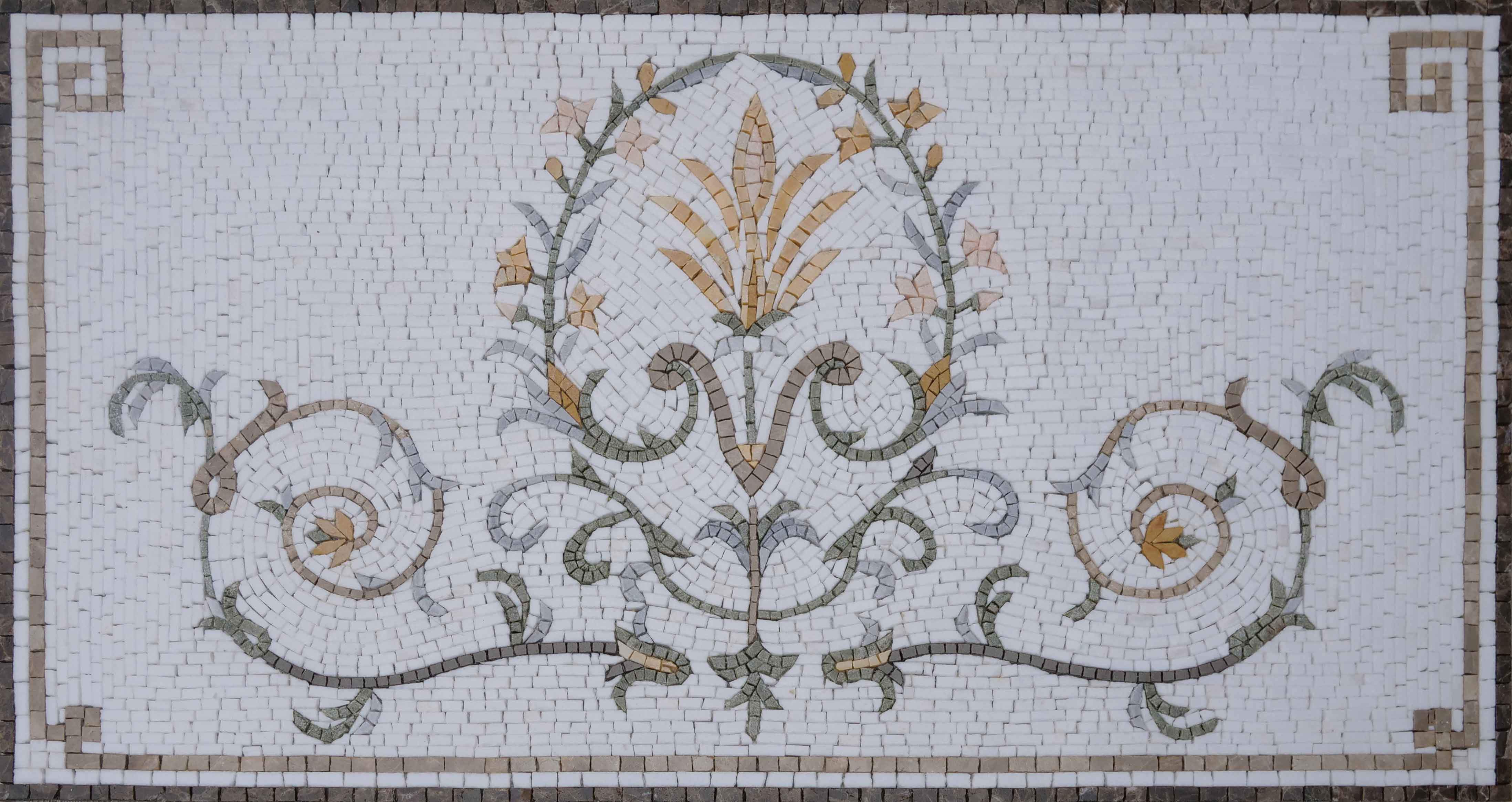 Embroide Stones Floral Pattern Art - Bathroom Renovation Mosaic - Mesh Backing