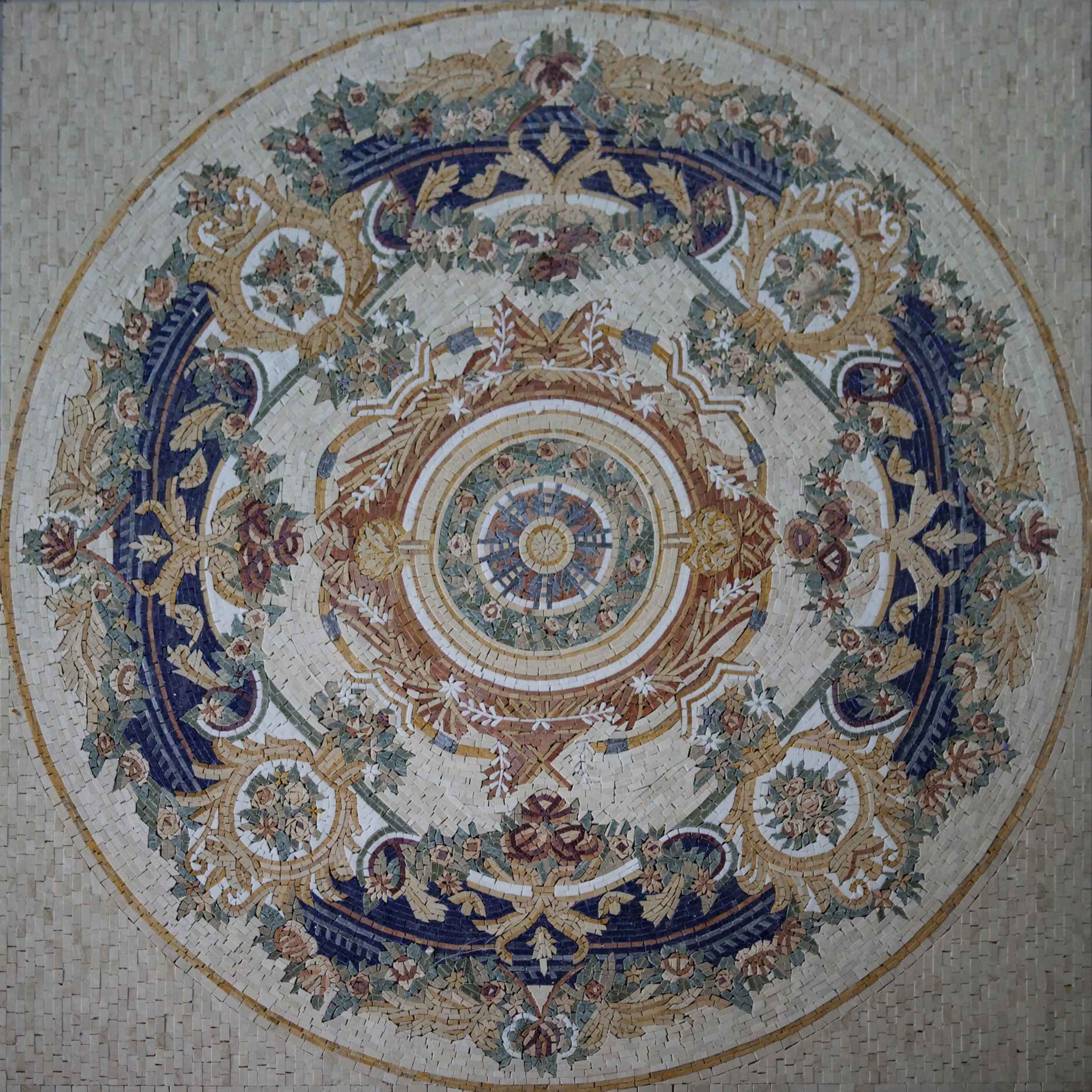 Floral Pattern Medallion Art - Mosaic Portrait - Mesh Backing