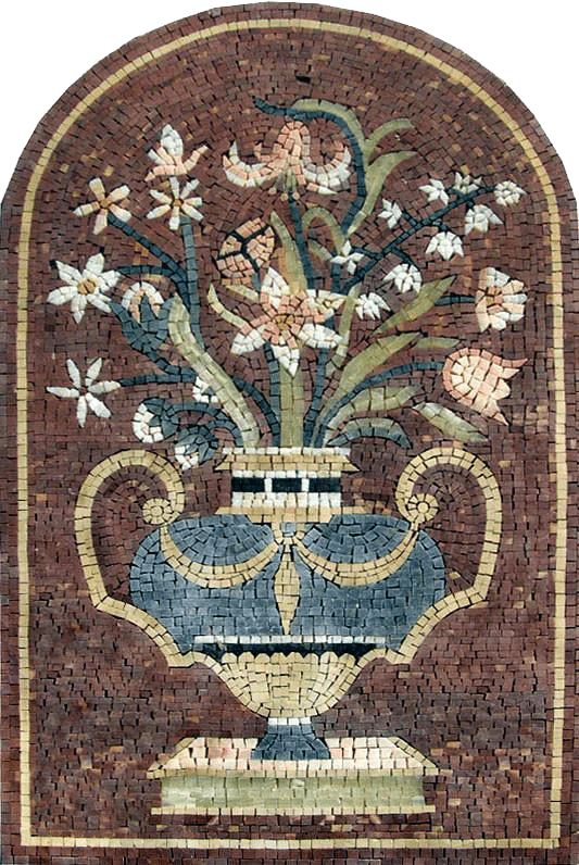 Floral Mediterranean Mosaic Art | Luxury Handcrafted Stone Decor
