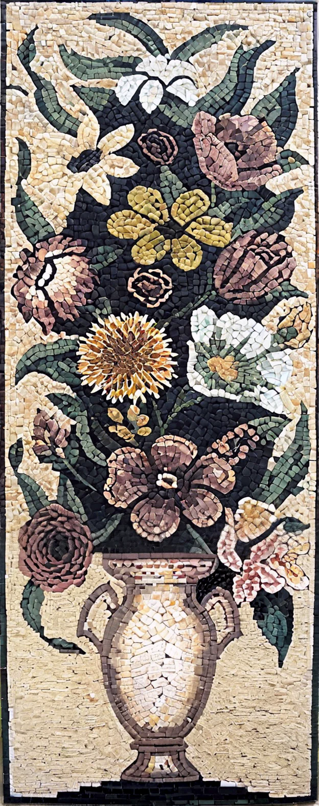 Floral Still Life - Marble Mosaic Tiles - Mesh Backing