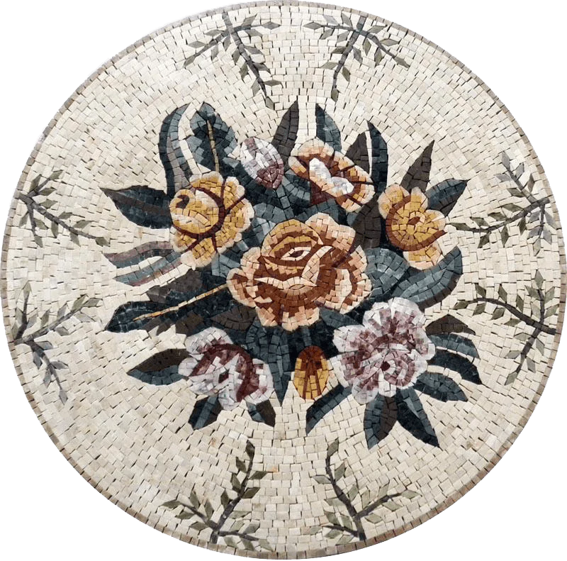 Medallions Mosaic Tile Art - Elegant Flowers