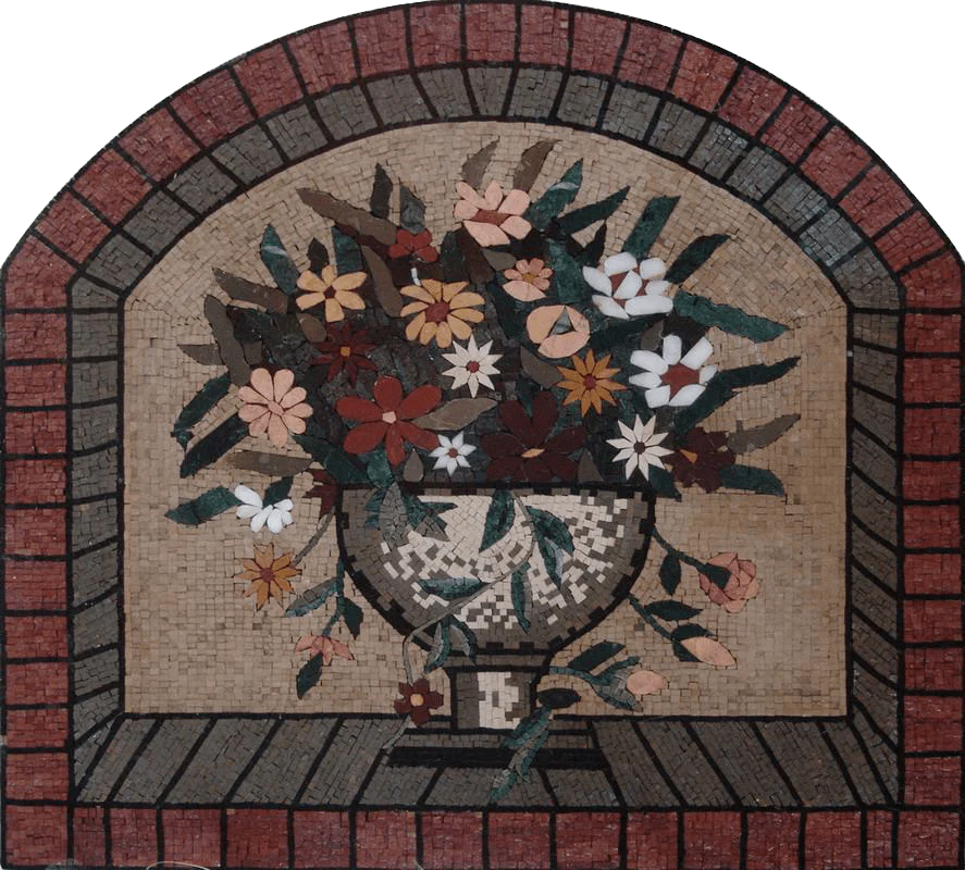 Enriched Floral Arrangement - Marble Mosaic Indie Accent - Mesh Backing