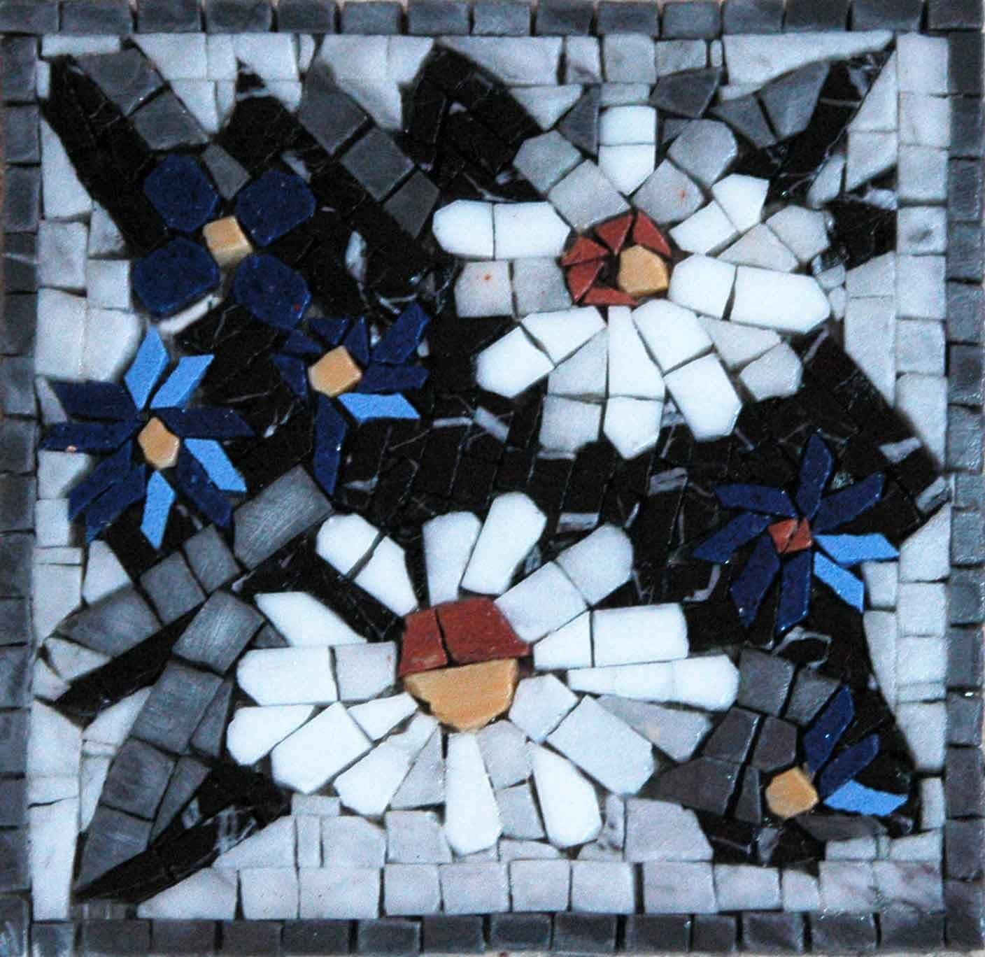 Geometric Arrangement - Marble Mosaic Table Top Art - Mesh Backing