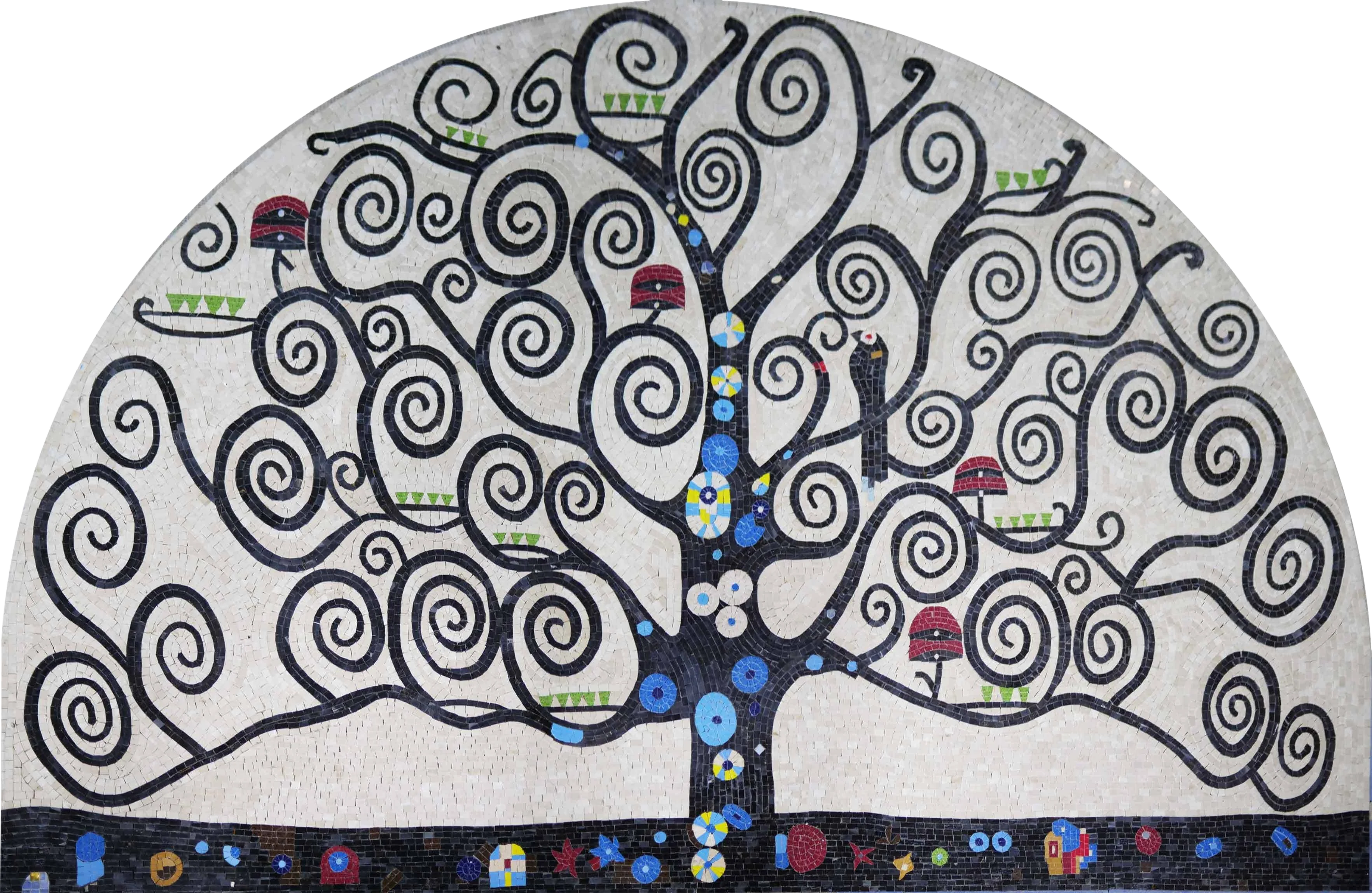 Tree Life Geometric - Marble Gaudi Mosaic Art - Mesh Backing