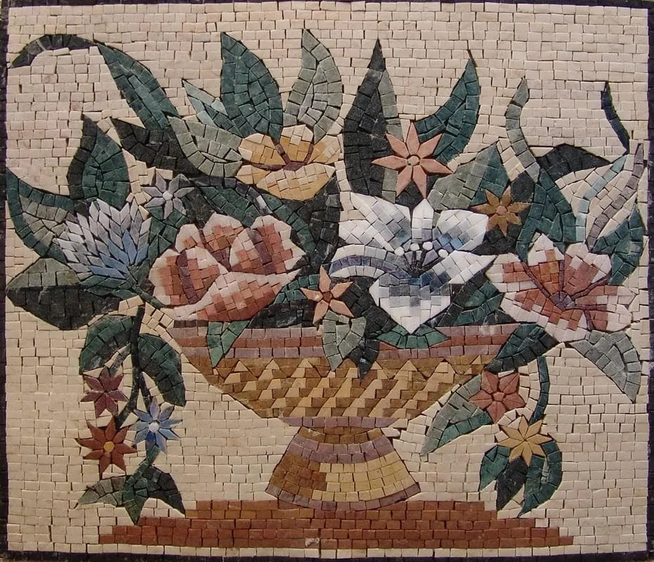 Floral Arrangement - Marble Mosaic Azalea Designs - Mesh Backing