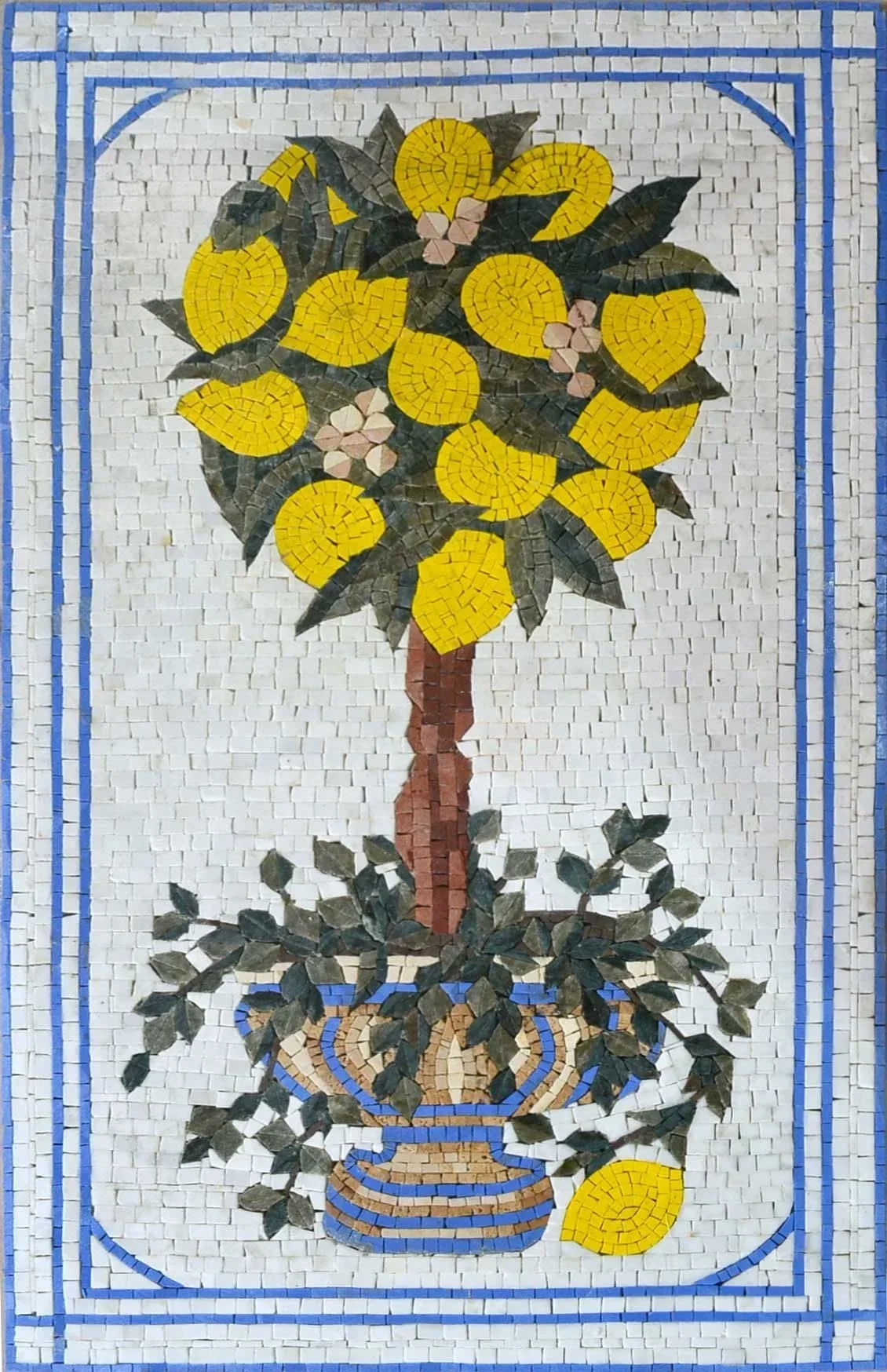 Geometric Mccan Lemon Tree - Marble Mosaic Designs Luxury Handcrafted Stone Art - Mesh Backing