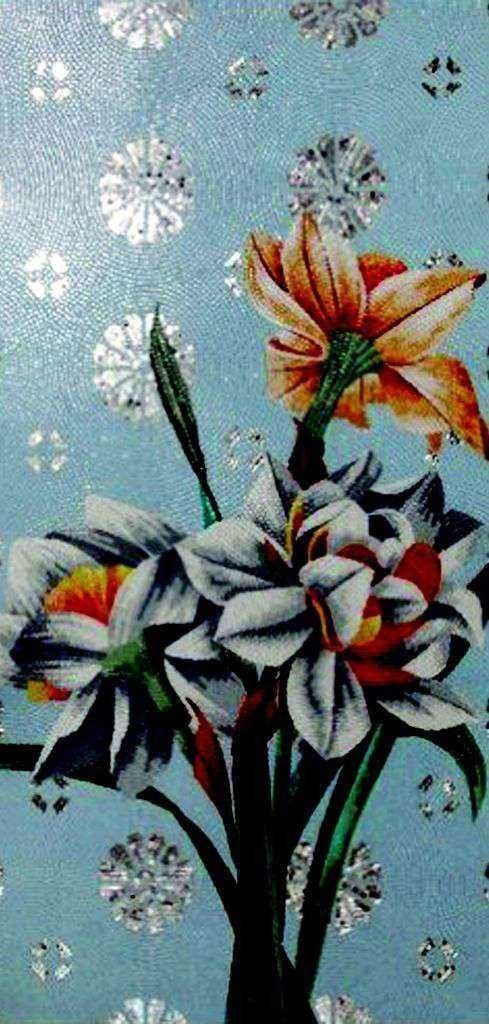 Vibrant Windflowers - Glass Mosaic Flower Art Floral Wall Decor - Mesh Backing