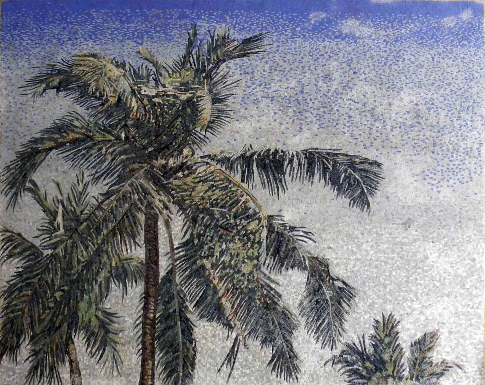 Lush Palm Trees - Marble Mosaic Sky - Mesh Backing