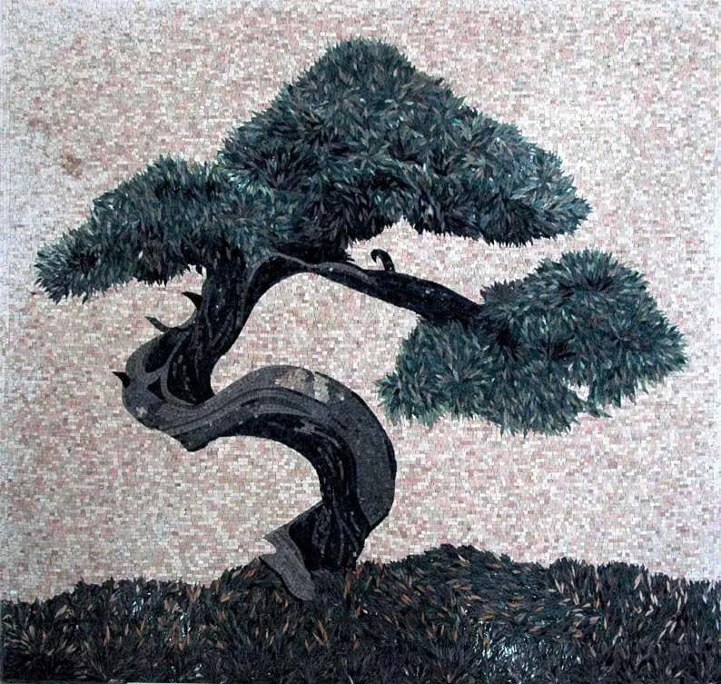 Majestic Bonsai Tree - Marble Mosaic Tile Art Magnificent - Mesh Backing