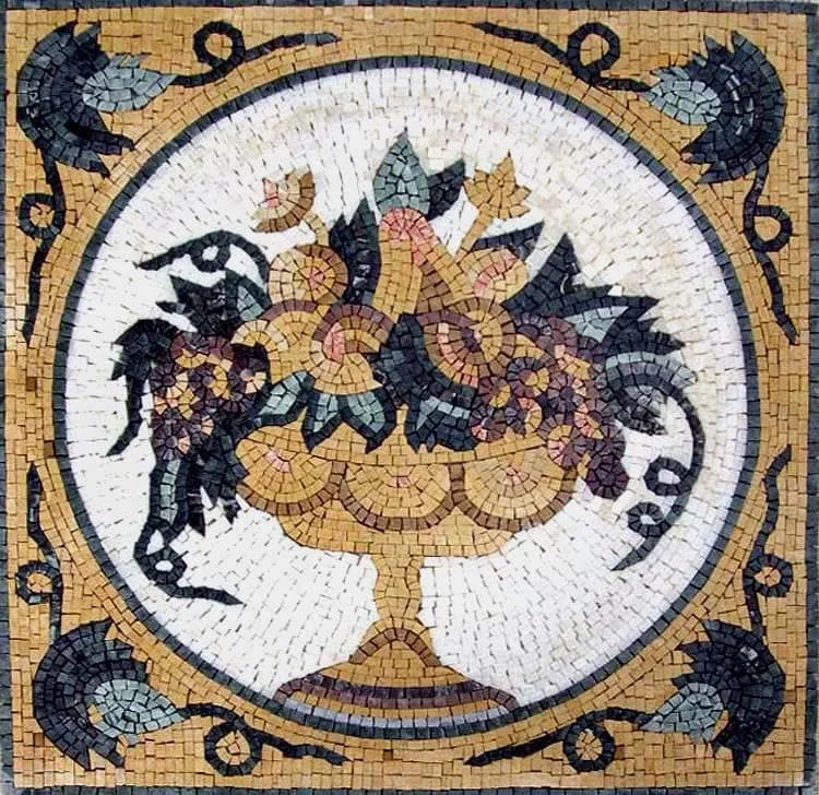 Enchanting Fruit Basket - Marble Mosaic Roman Patterns - Mesh Backing