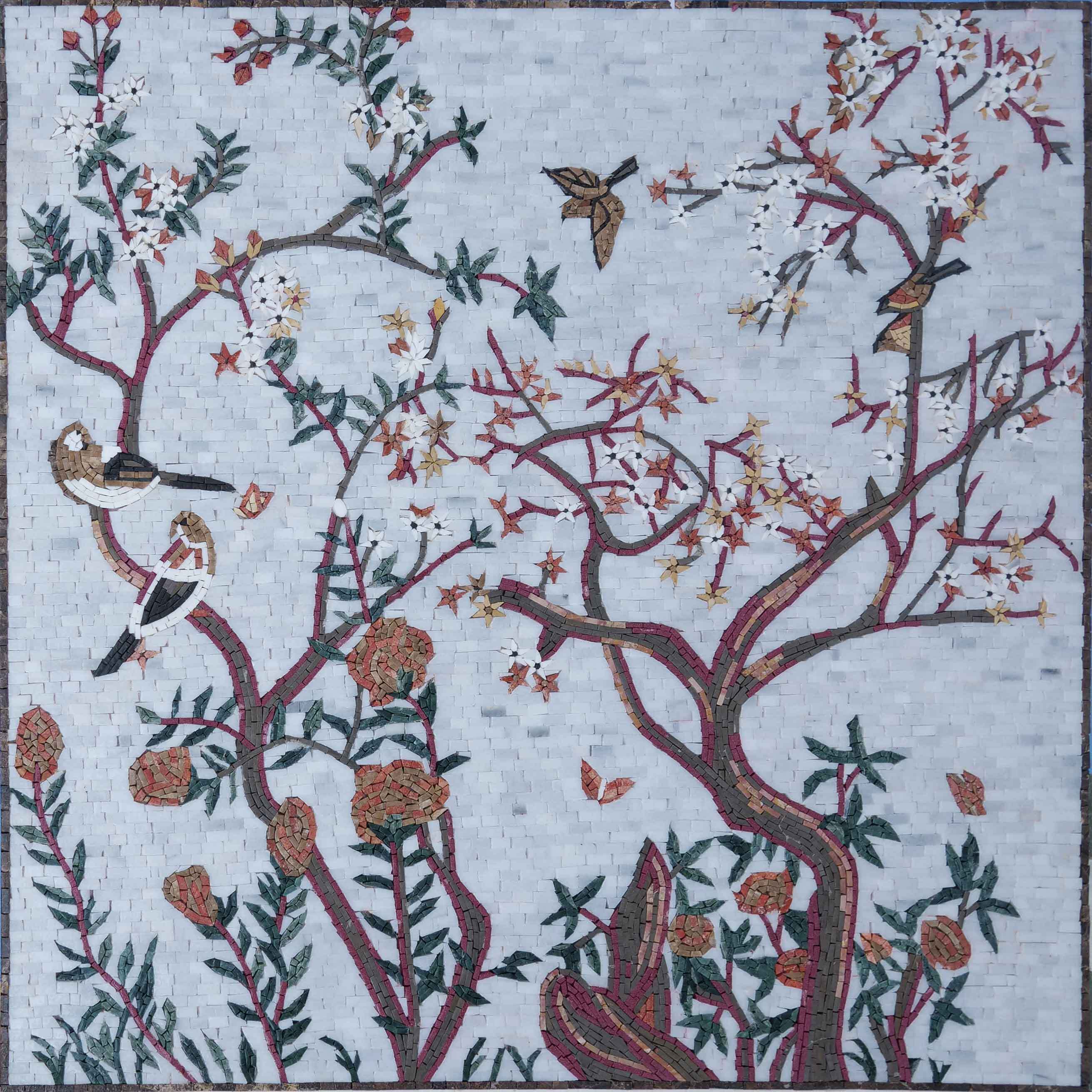 Spring Tree Art - Mosaic Paintings - Mesh Backing