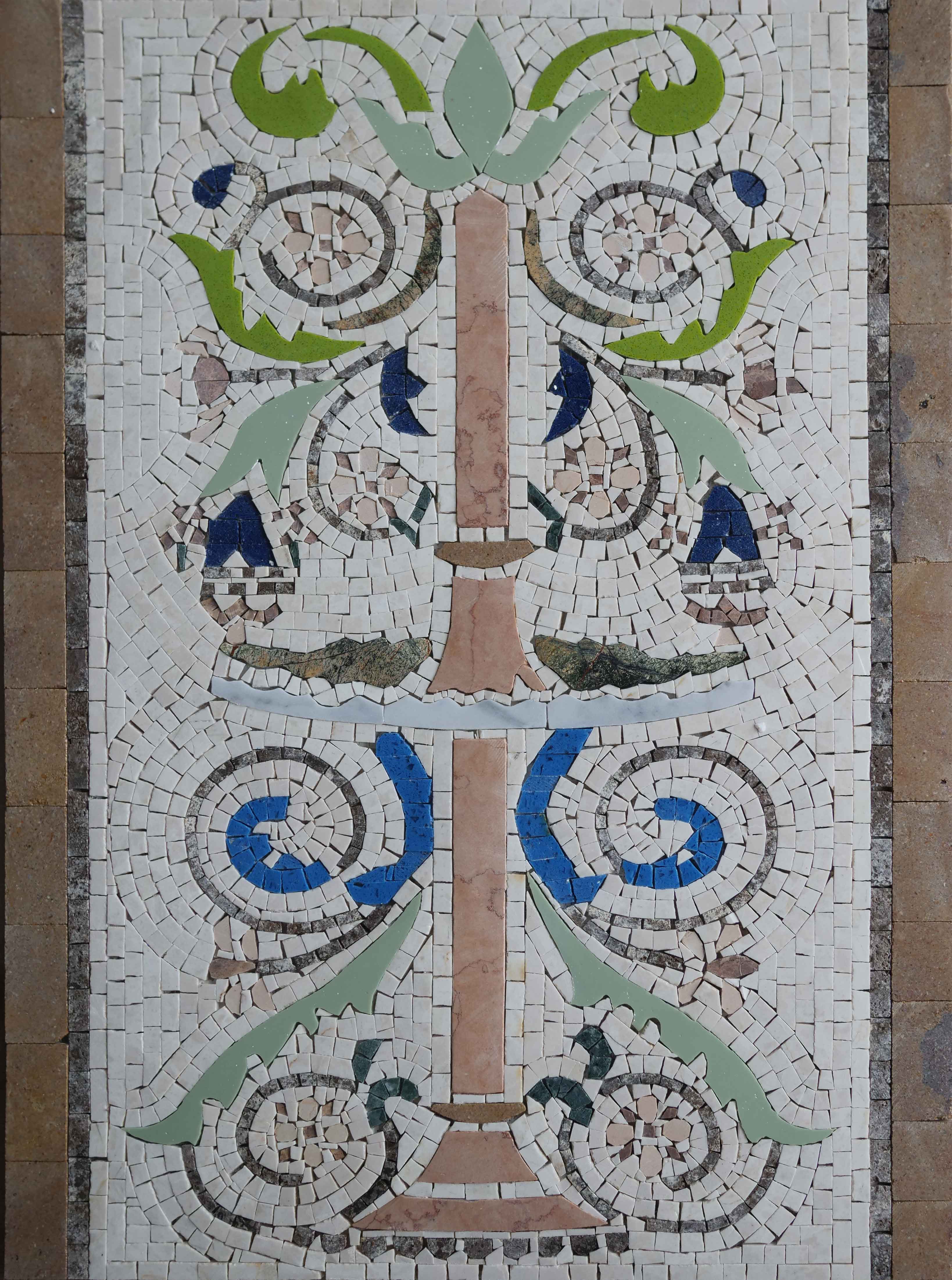 Geometric Swirl Design - Custom Mosaic Tile Art - Mesh Backing
