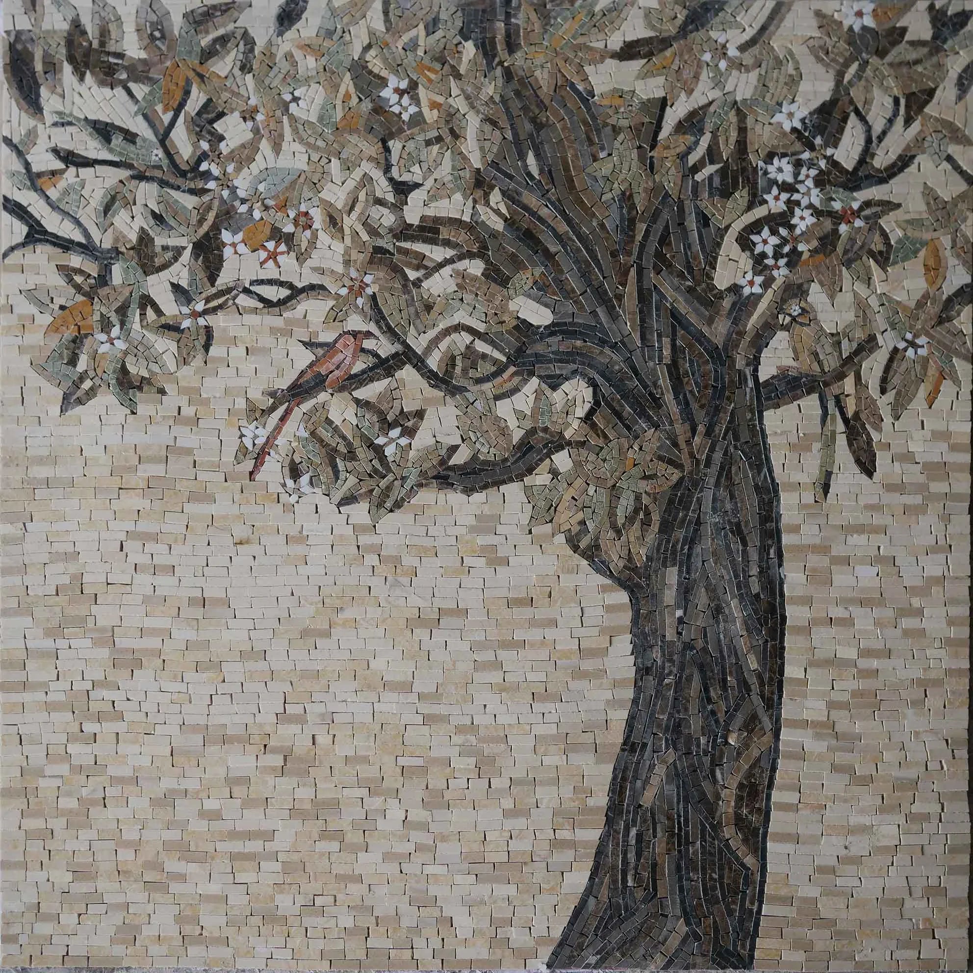 Lush Olive Tree - Marble Mosaic Tile Art - Mesh Backing - Image 2