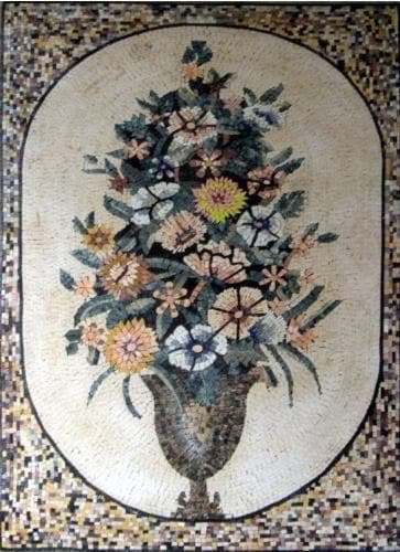 Floral Arrangement Treelike Flourish - Marble Tree Of Life Mosaic - Mesh Backing