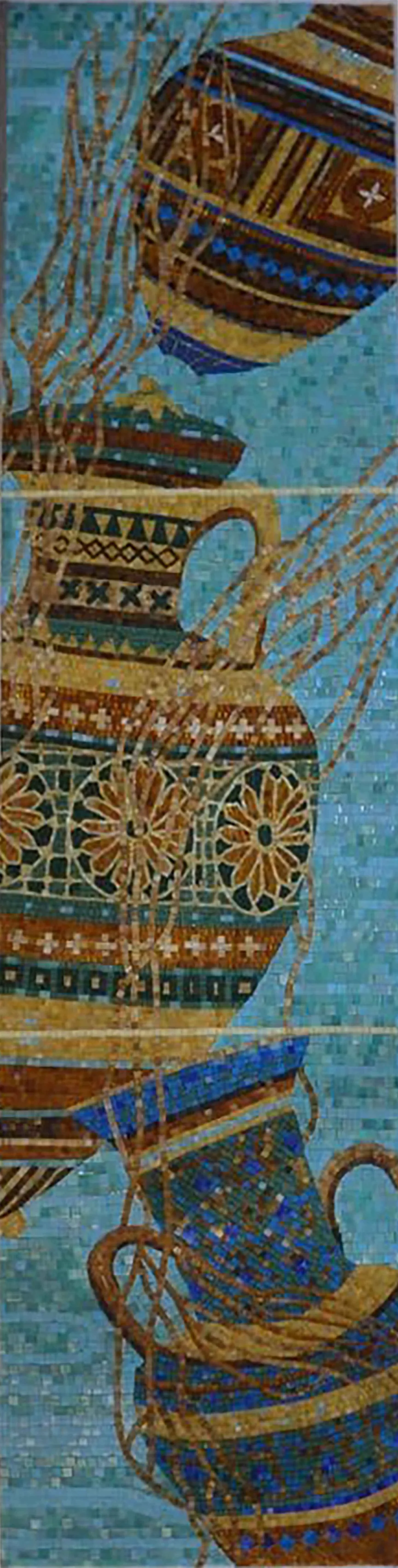 Ancient Water Pots Geometric - Backsplash Mosaic Tile Designs Design - Mesh Backing