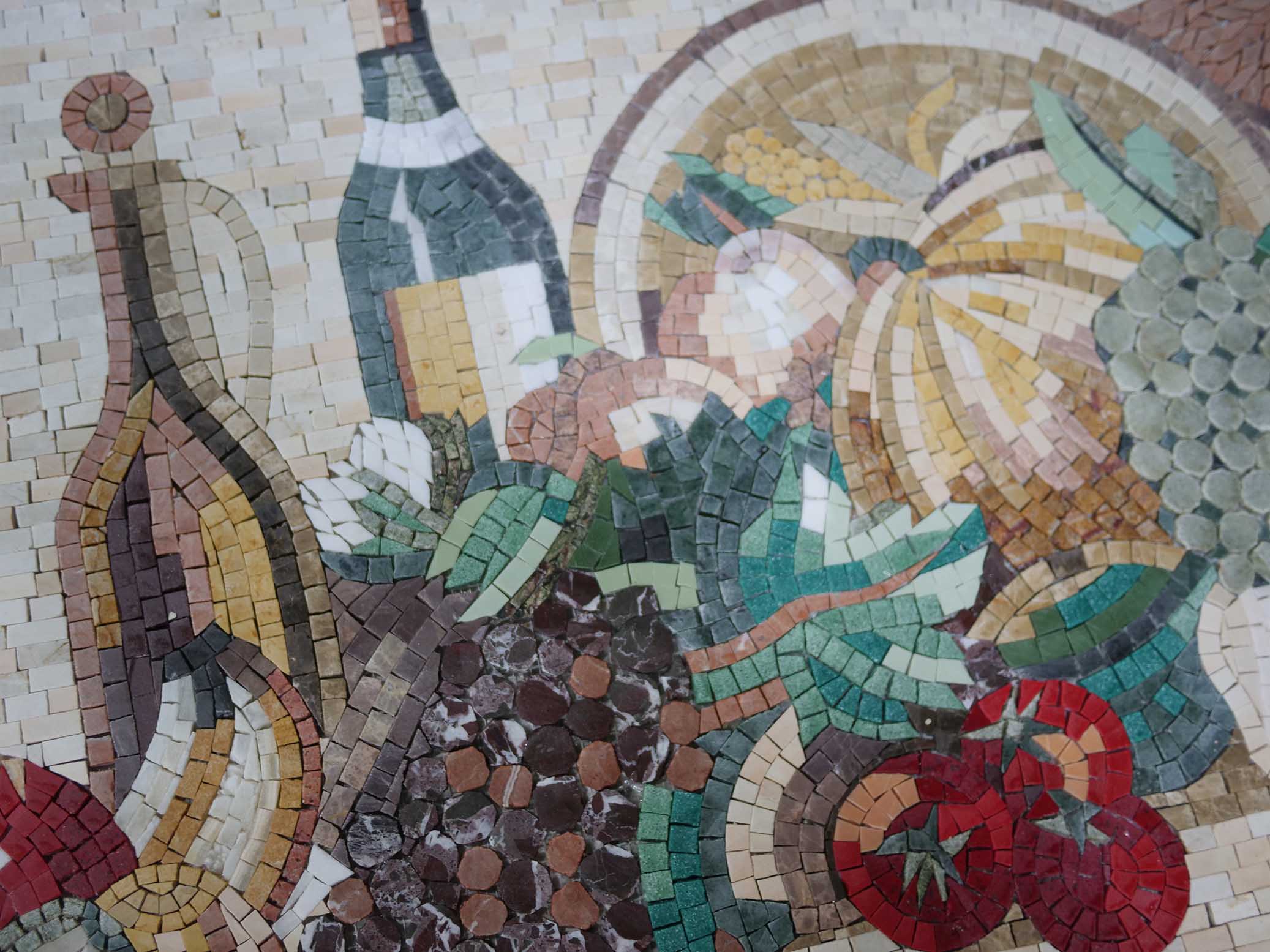 Food Art Basket - Marble Home Renovations Mosaic Luxury Handcrafted Natural Stone - Mesh Backing - Image 2
