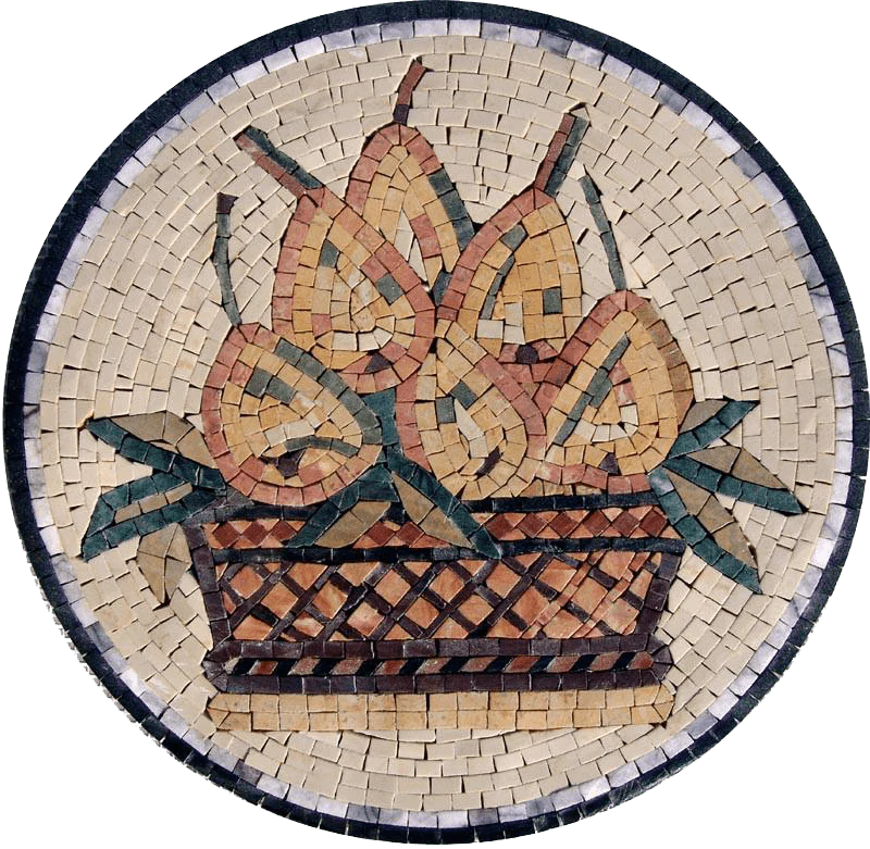 Basket Pears - Impressionist Mosaic Designs Medaglione - Mesh Backing