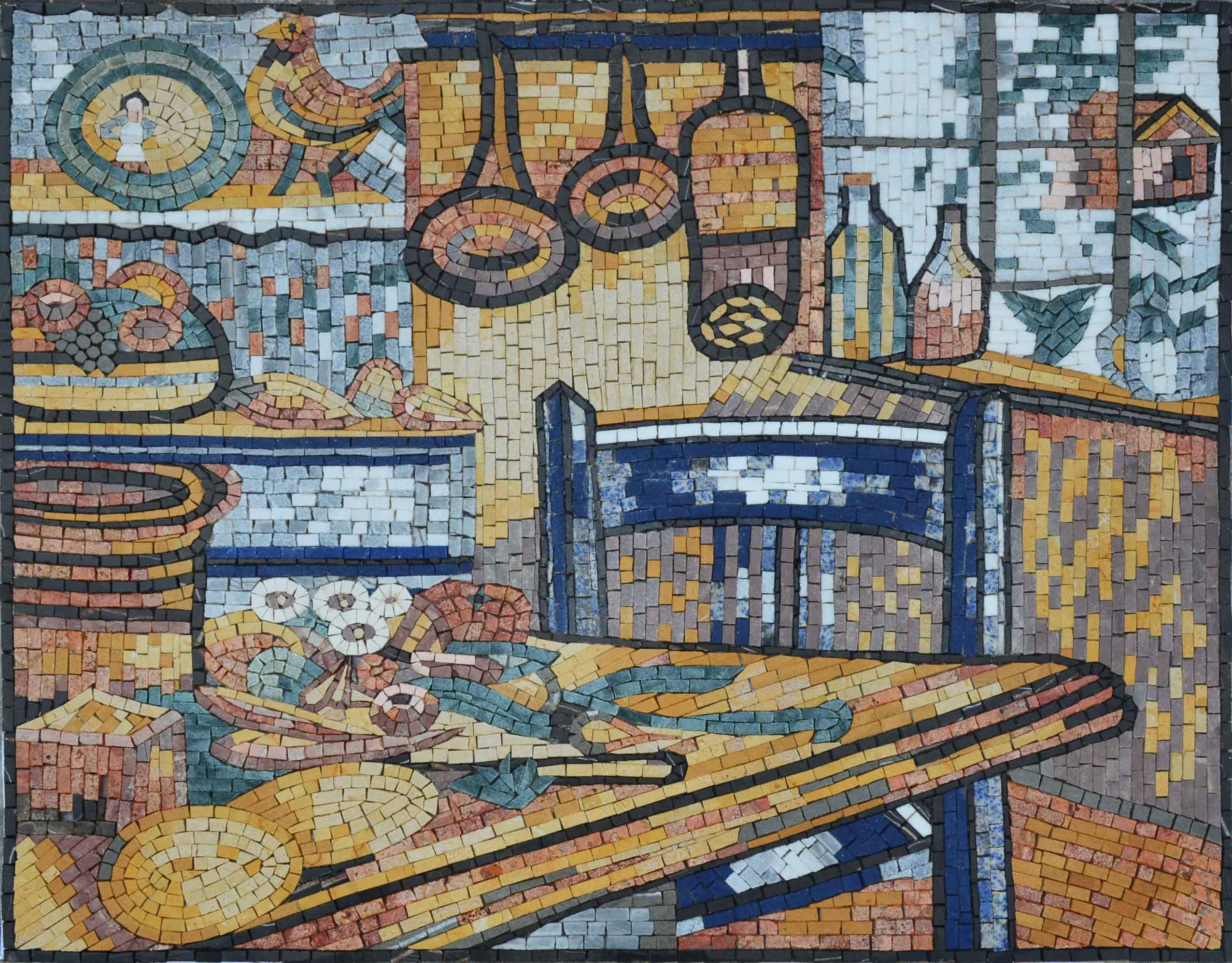 Kitchen Still Life - Roman Mosaic Reproductions Backsplash - Mesh Backing
