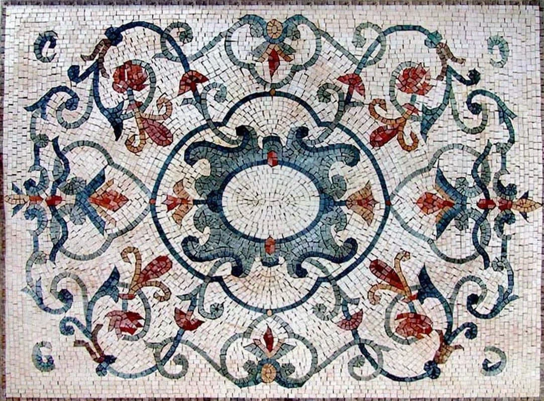 Arabesque Botanical Floor Mosaic - Kali | Luxury Handcrafted Design