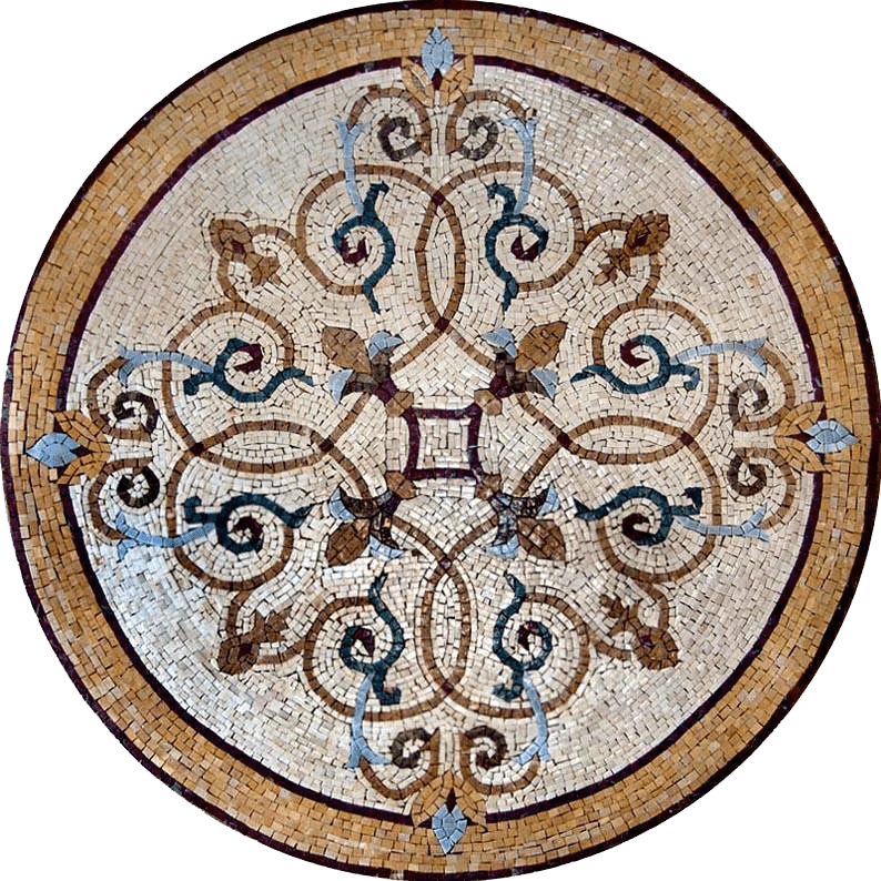 Floral Swirl Pattern - Marble Mosaic Arabesque - Mesh Backing