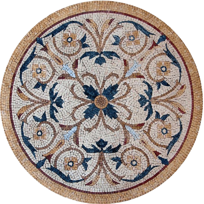 Aeliana Floral Swirl - Marble Mosaic - Mesh Backing
