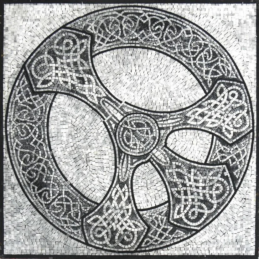 Celtic Art Reproduction - Marble Mosaic Enigmatic Design - Mesh Backing