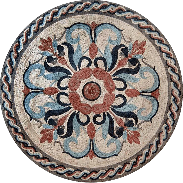 Floral Swirl Pattern - Marble Mosaic - Mesh Backing