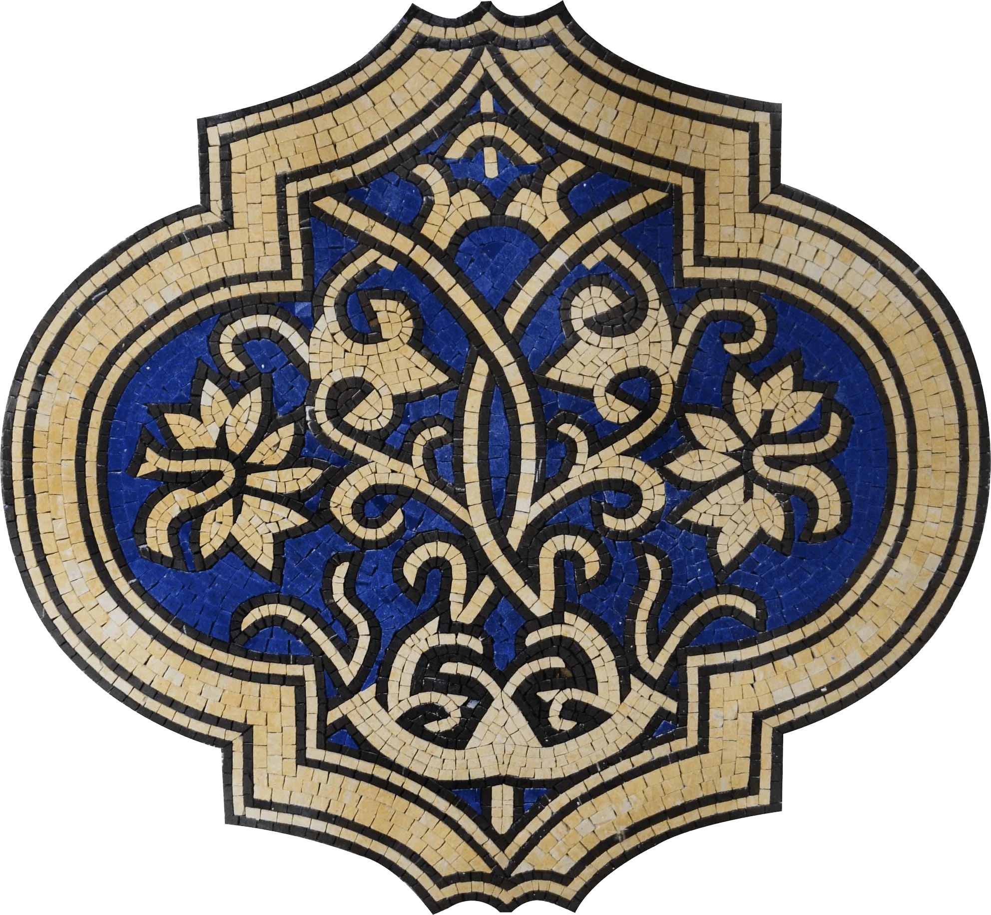 Floral Ogee - Marble Mosaic Cade - Mesh Backing