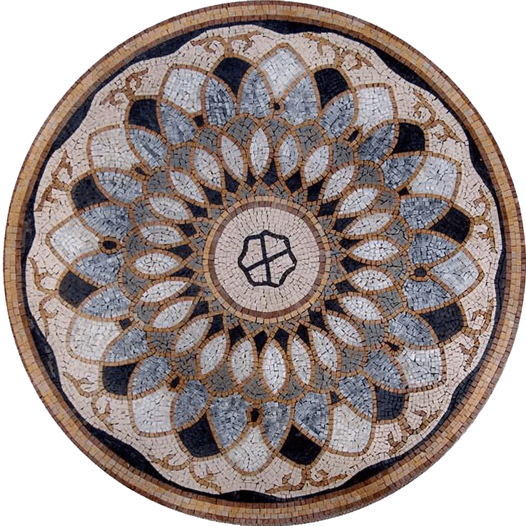 Floral Bloom Pattern - Marble Mosaic Flower Artwork - Mesh Backing