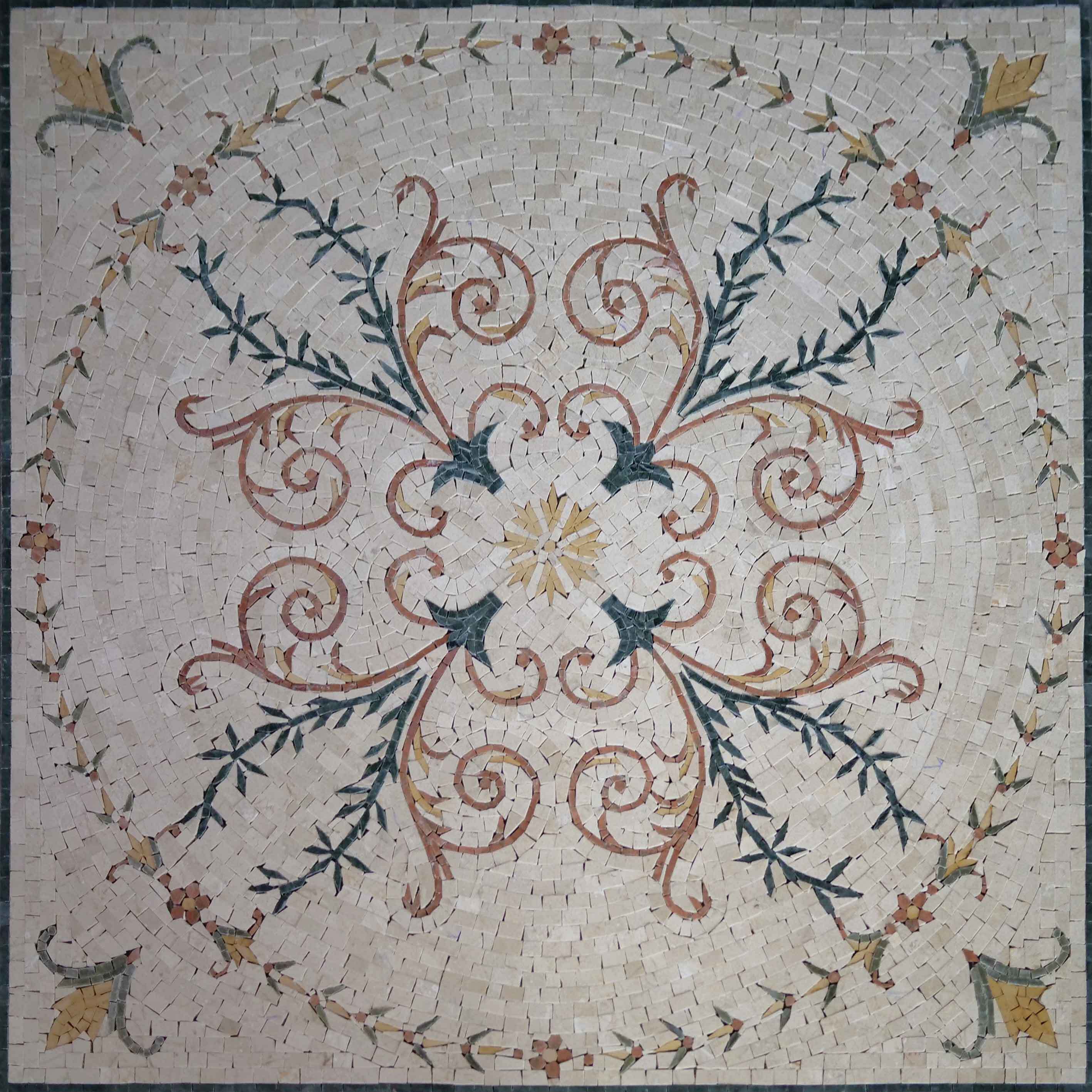 Floral Vine Pattern - Marble Gaudi Mosaic Flower - Mesh Backing