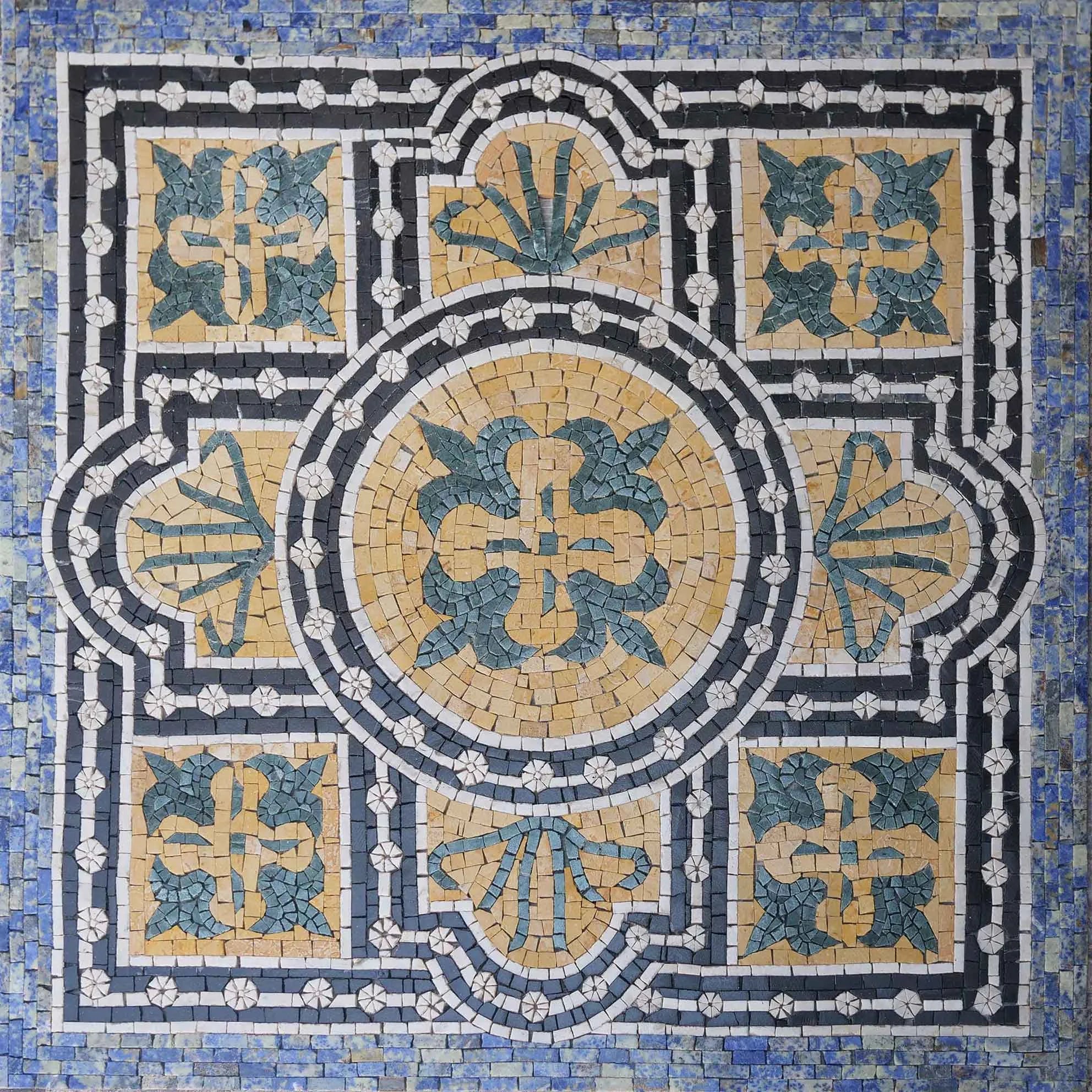 Geometric Floral Square - Marble Mosaic Cyprian - Mesh Backing