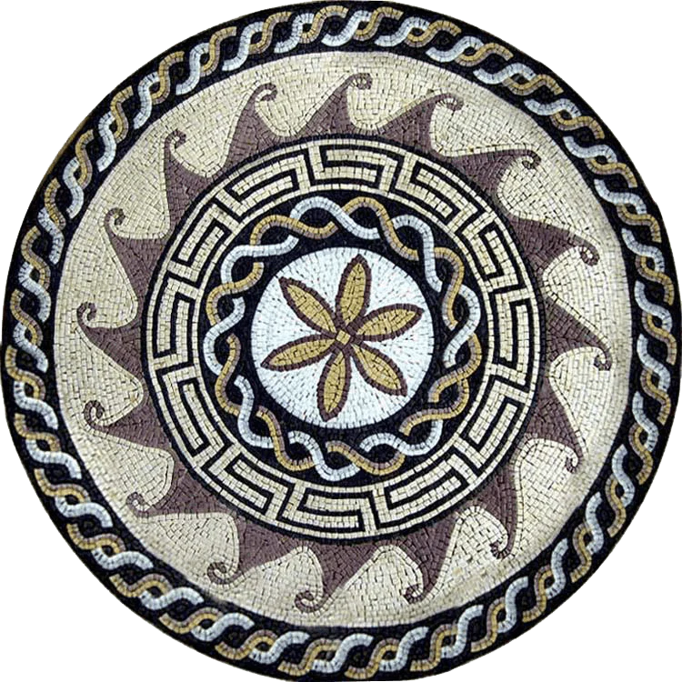 Geometric Star - Marble Mosaic Flower - Mesh Backing