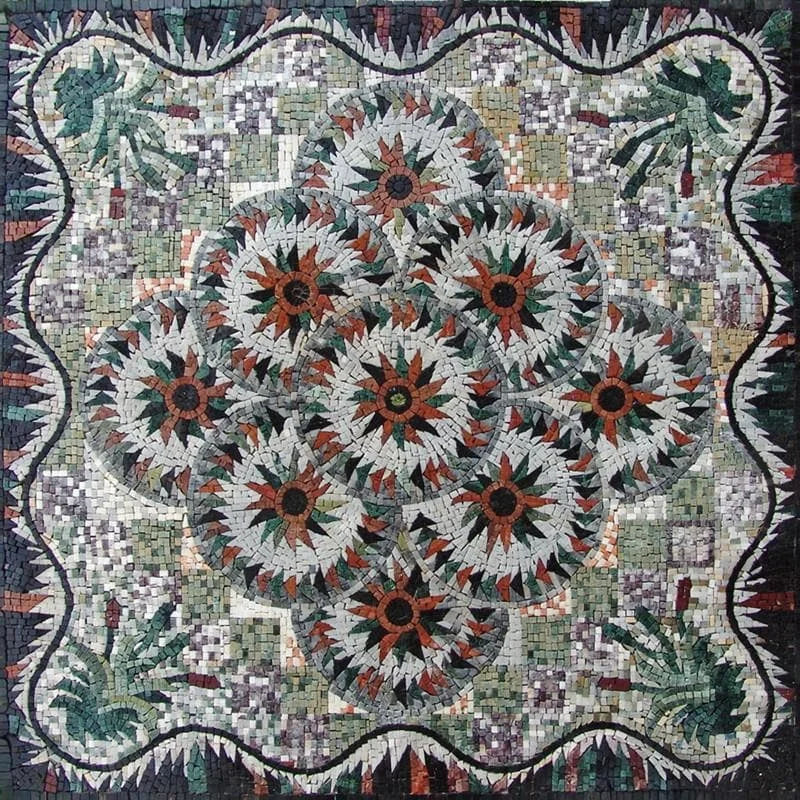 Floral Bloom - Marble Mosaic Geometric Flower Priscilla - Mesh Backing