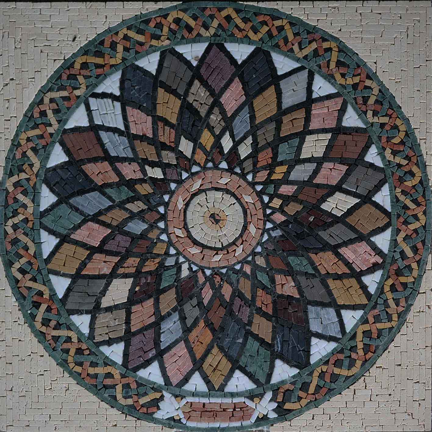 Geometric Flower Pattern - Marble Mosaic Portrait Art - Mesh Backing