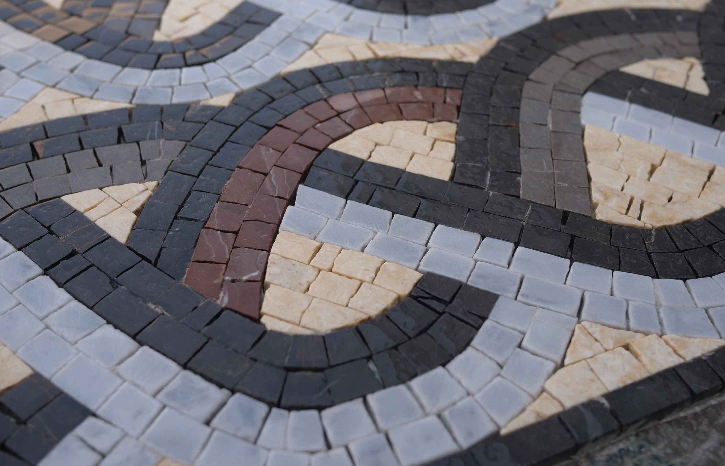 Wavy Lines Pattern - Marble Mosaic Tiles Geometric Art - Mesh Backing - Image 2