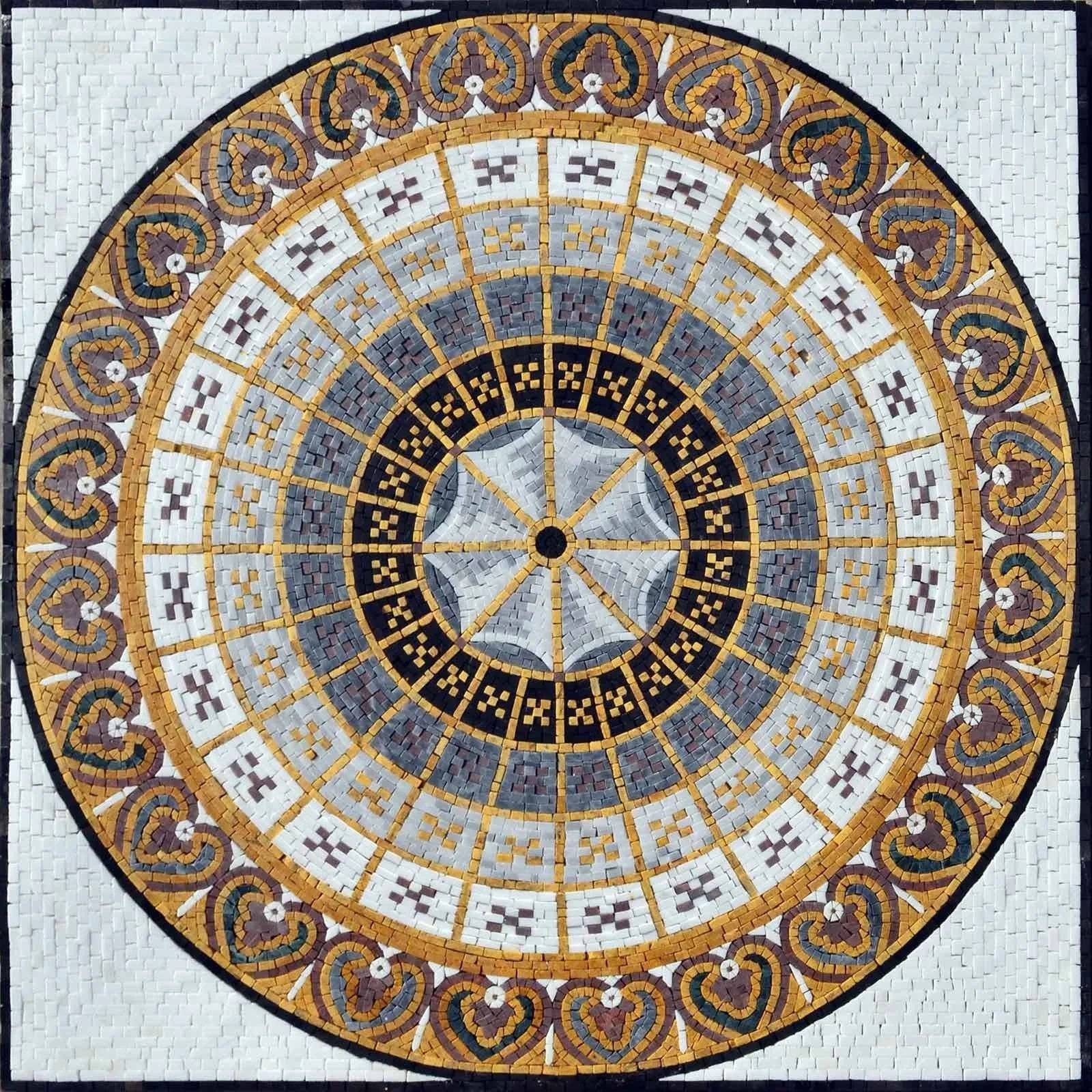Circular Pattern - Marble Mosaic Geometric - Mesh Backing