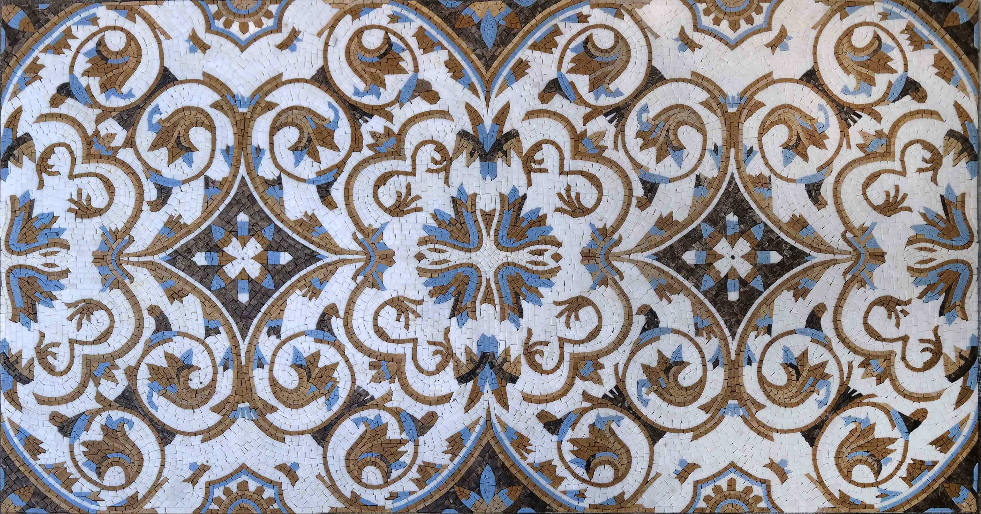 Floral Swirl Pattern - Marble Bird Mosaic Art Geometric - Mesh Backing