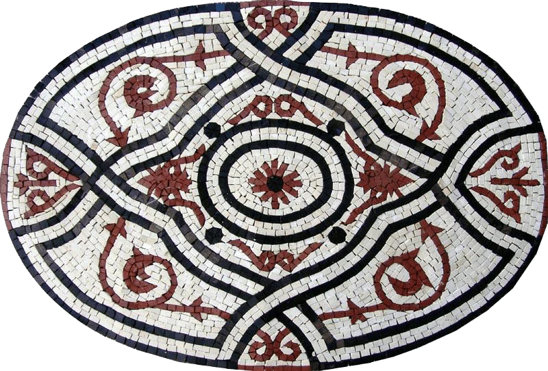 Pattern Oval - Marble Mosaic Geometric Floor - Mesh Backing