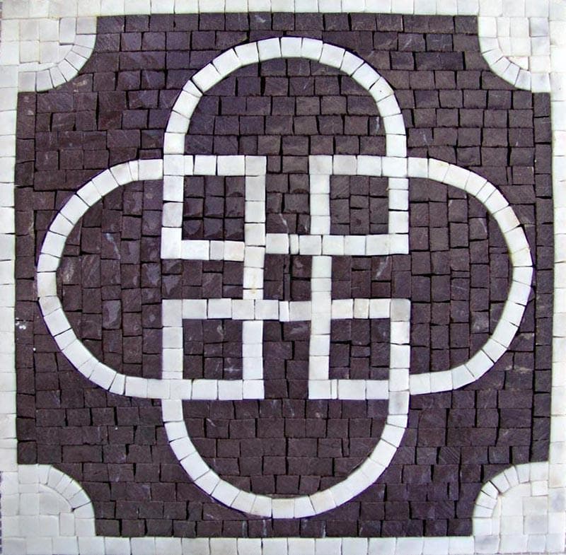 Msab Interlocking Knot - Marble Mosaic Wall Decor Sabratha Purple - Mesh Backing
