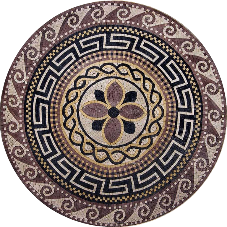 Floral Center Geometric - Marble Mosaic Athena - Mesh Backing