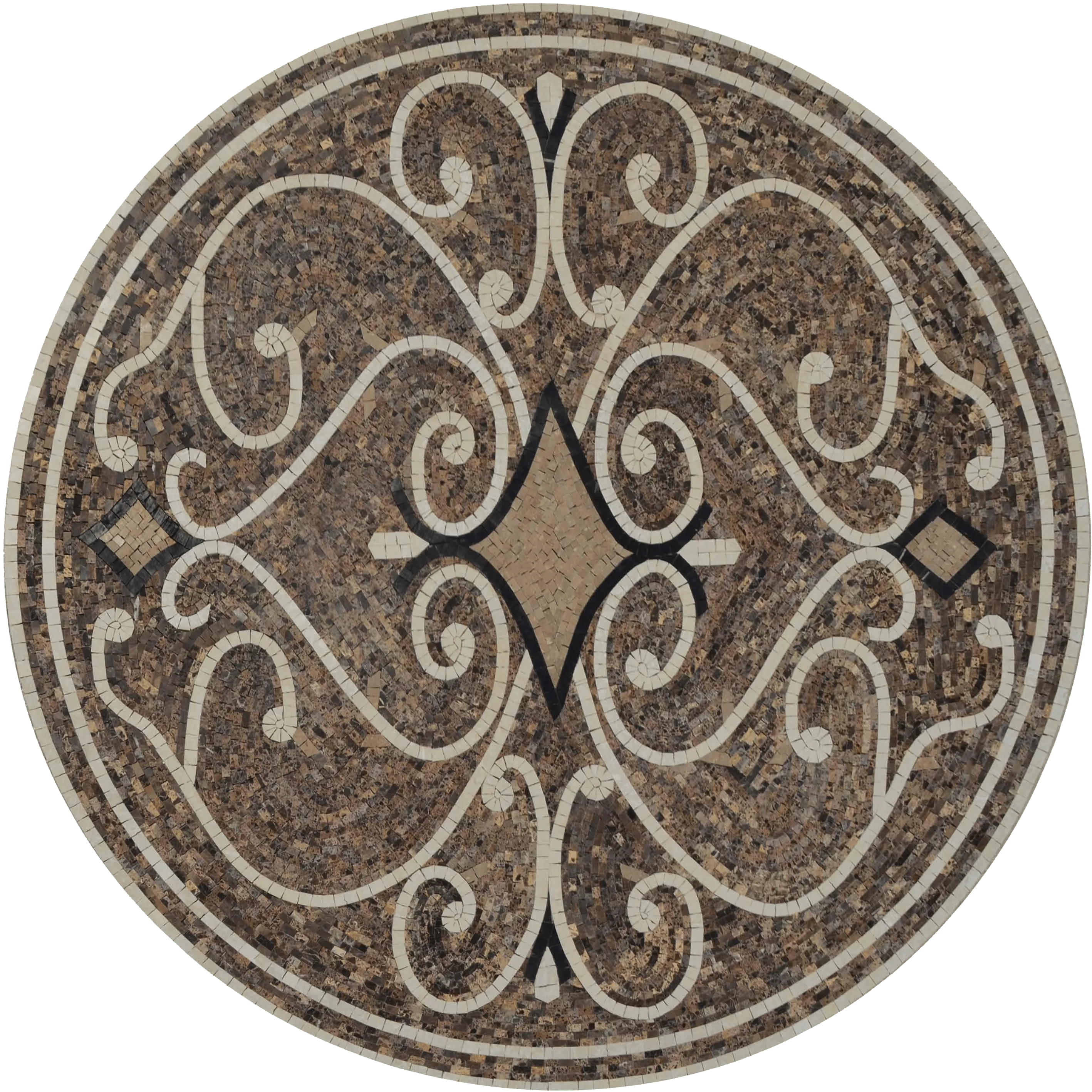 Swirling Vine Pattern - Arabesque Mosaic Medallion - Mesh Backing