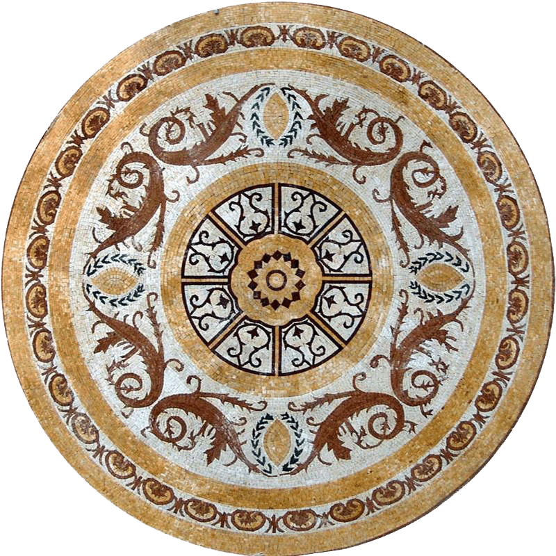 Floral Swirl Motif - Marble Mosaic Bayram - Mesh Backing