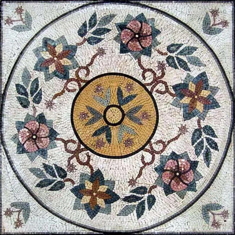 Enchanting Floral Display - Marble Mosaic Flower Helena - Mesh Backing